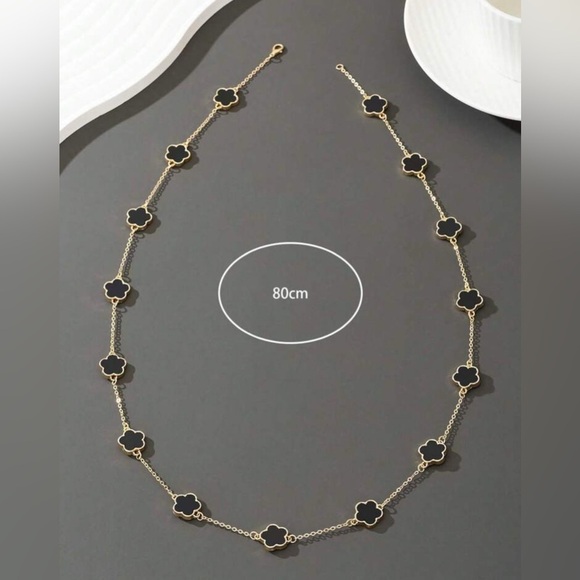 Elegant Black and Gold & Black Floral Necklace - Picture 3 of 3